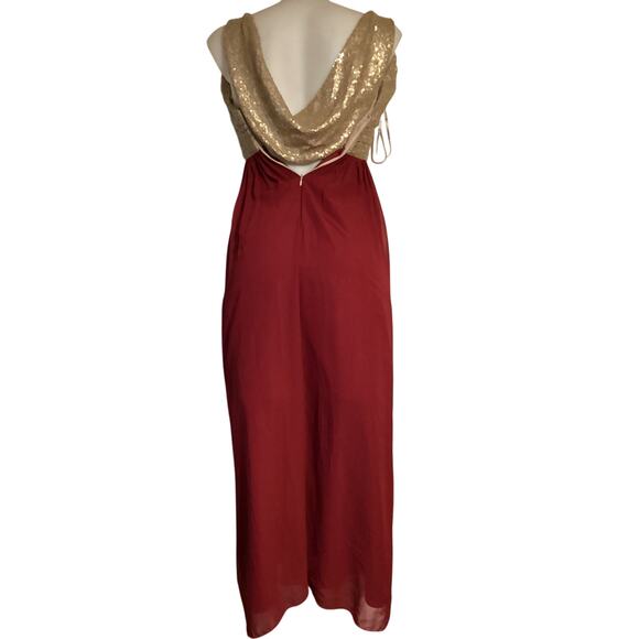 2726 NWT Jasmine B203012 Long Boat Neckline Sequin & Poly Chiffon Bridesmaid - Picture 3 of 4